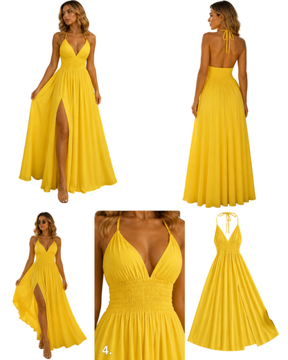 Golden Summer Elegant Maxi Dress – Limited Edition